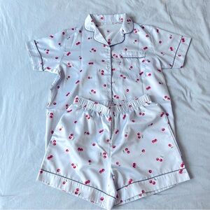 Uniqlo sister brand GU - lounge wear pajama set, light blue with cherries